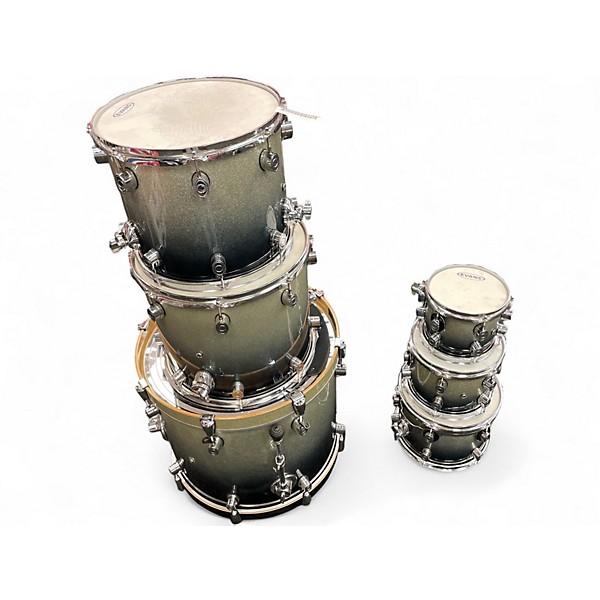 Used PDP by DW 6 Piece X7 SILVER TO BLACK FADE Drum Kit
