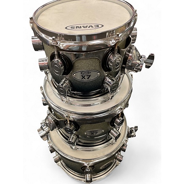 Used PDP by DW 6 Piece X7 SILVER TO BLACK FADE Drum Kit