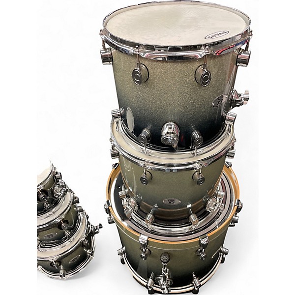 Used PDP by DW 6 Piece X7 SILVER TO BLACK FADE Drum Kit