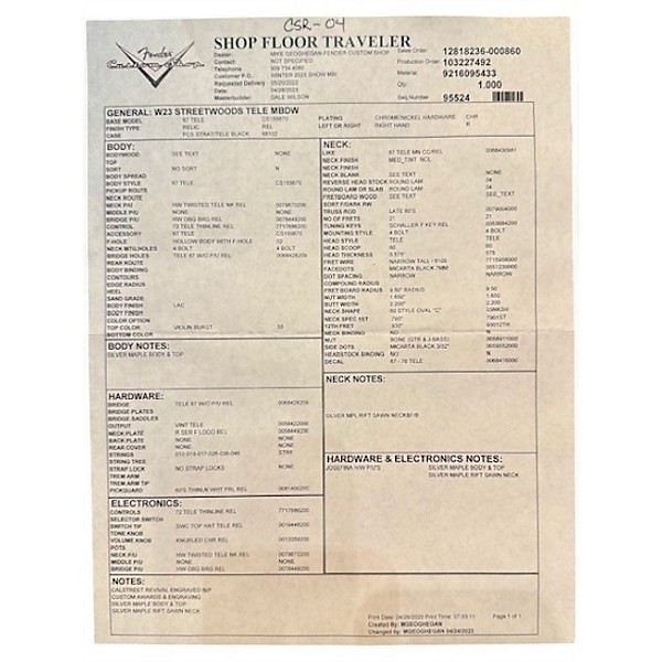 Used 2023 Fender MSTBLT DALE WILSON STREETWOOD TELE THINLINE Antique Natural Solid Body Electric Guitar