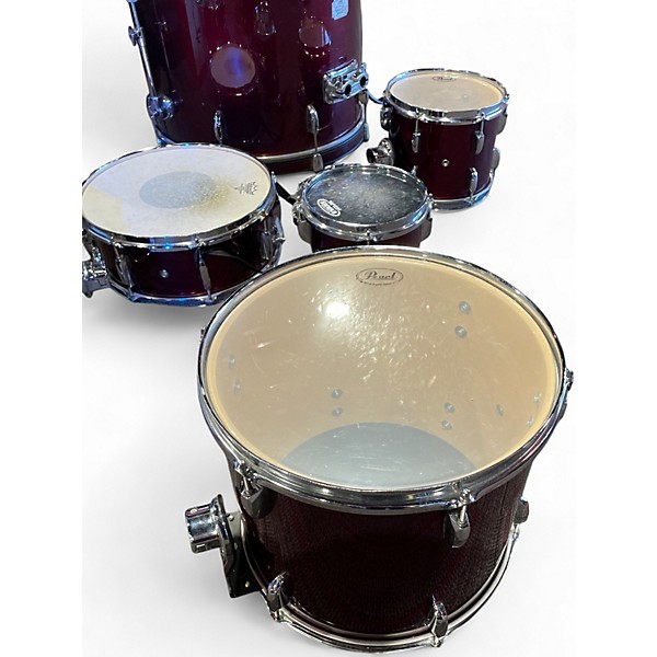Used Pearl 6 Piece Export Candy Apple Red Drum Kit