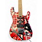 Used EVH Striped Series Frankie Red with Black and White Stripes Solid Body Electric Guitar thumbnail