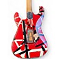 Used EVH Striped Series Frankie Red with Black and White Stripes Solid Body Electric Guitar