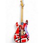 Used EVH Striped Series Frankie Red with Black and White Stripes Solid Body Electric Guitar