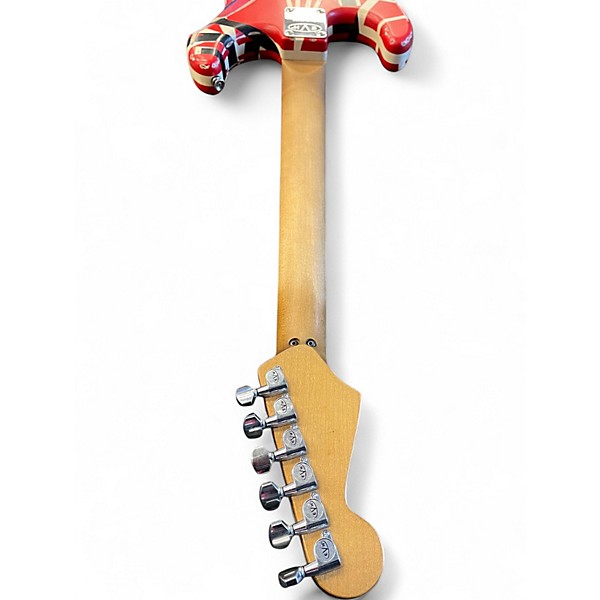 Used EVH Striped Series Frankie Red with Black and White Stripes Solid Body Electric Guitar