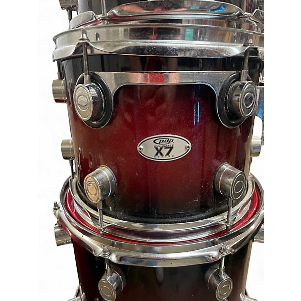 Used PDP by DW 5 Piece X7 5 Piece Kit Red to Black Fade Drum Kit