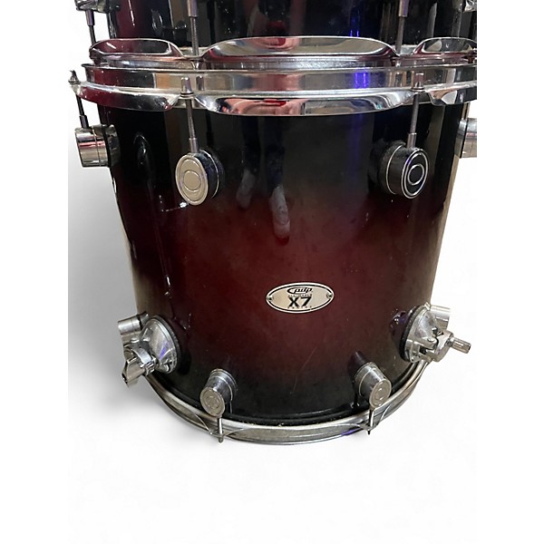 Used PDP by DW 5 Piece X7 5 Piece Kit Red to Black Fade Drum Kit