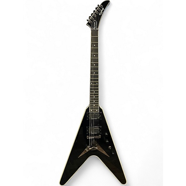 Used Epiphone Dave Mustaine Signature Flying V Custom Black Metallic Solid Body Electric Guitar