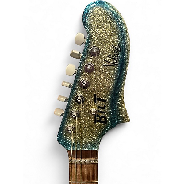 Used Bilt Guitars Volare Custom Blue Sparkle Flake Burst Hollow Body Electric Guitar