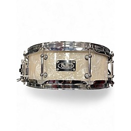 Used SJC 5X13 Custom Maple  Aged White Marine Pearl Drum