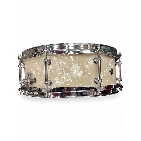 Used SJC 5X13 Custom Maple  Aged White Marine Pearl Drum