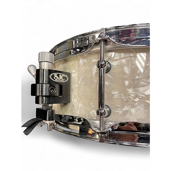 Used SJC 5X13 Custom Maple  Aged White Marine Pearl Drum