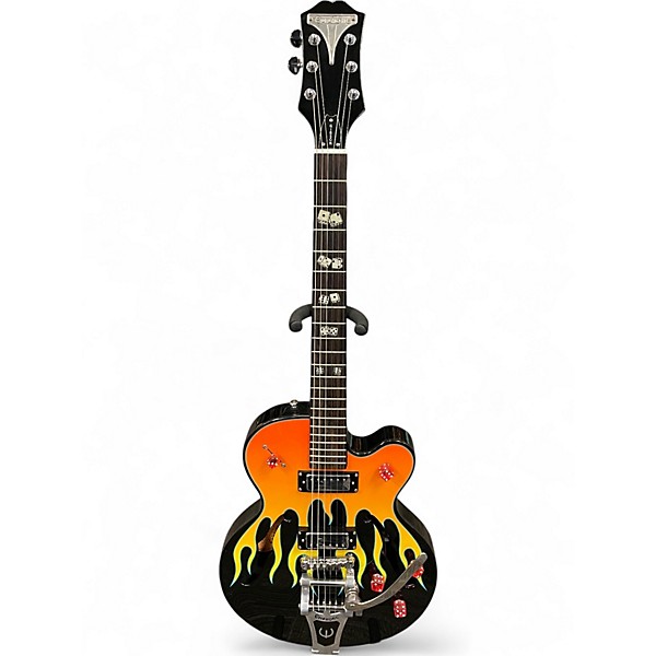 Used Epiphone flamekat Black Hollow Body Electric Guitar