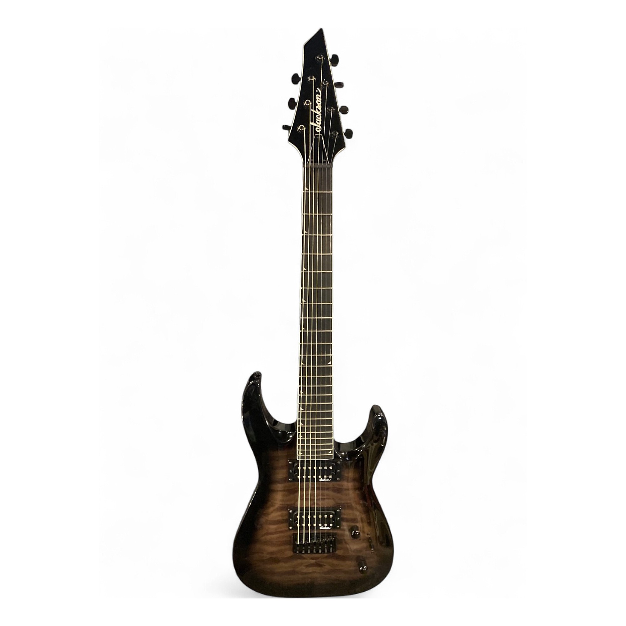 Used Jackson JS22Q-7 Trans Black Solid Body Electric Guitar