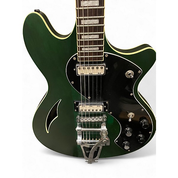 Used Schecter Guitar Research T S/H-1 Worn Emerald Green Hollow Body Electric Guitar
