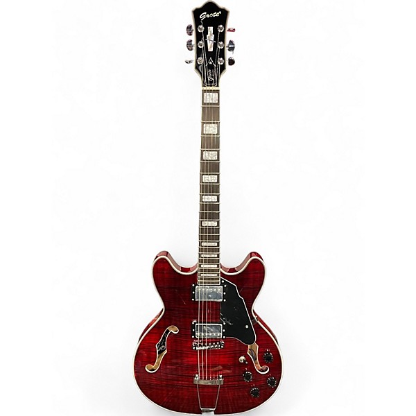Used Grote jazz electric Candy Red Burst Hollow Body