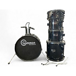 Used Gammon Percussion 5 Piece Full Set Black Drum Kit