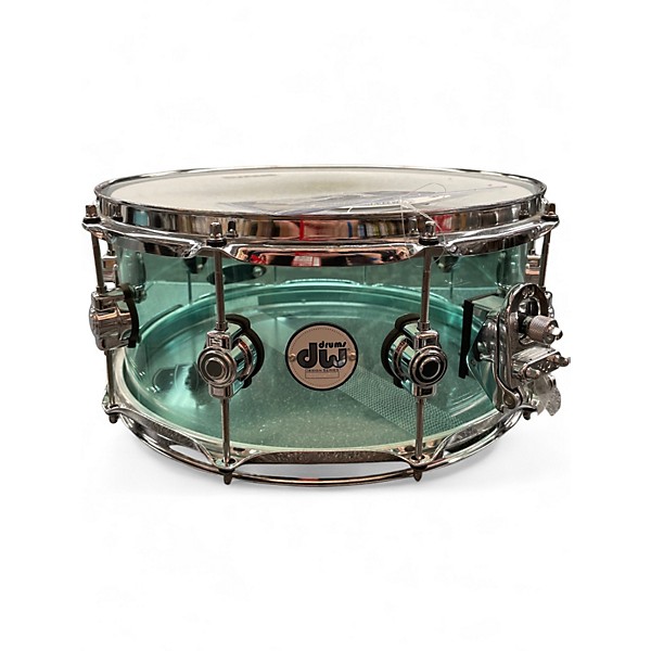 Used DW 14in Design Series Snare Acrylic Seafoam Green Drum