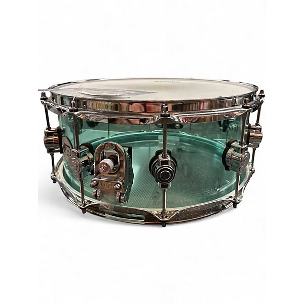 Used DW 14in Design Series Snare Acrylic Seafoam Green Drum
