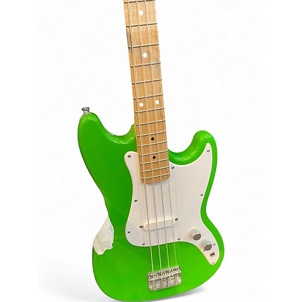 Used Squier Bronco Lime Green Electric Bass Guitar Lime
