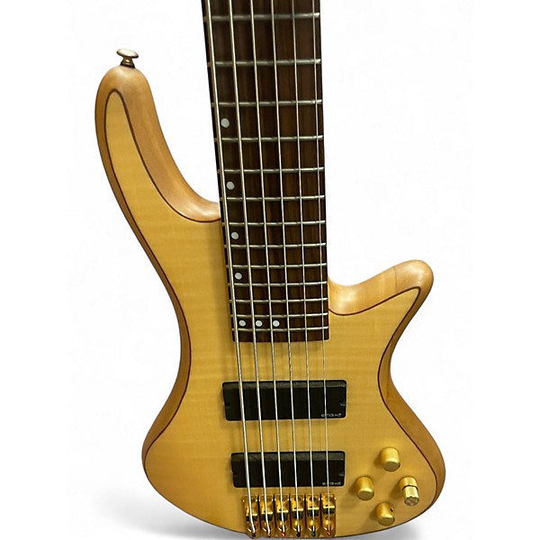 Used Schecter custom 6 diamond series Natural Electric Bass Guitar