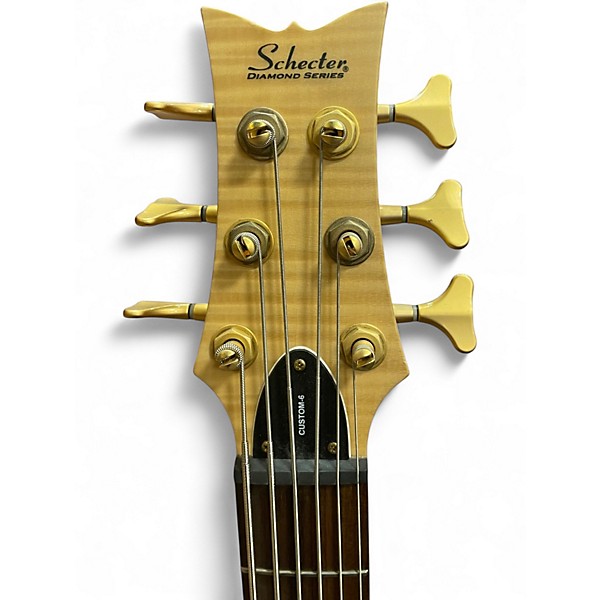 Used Schecter custom 6 diamond series Natural Electric Bass Guitar