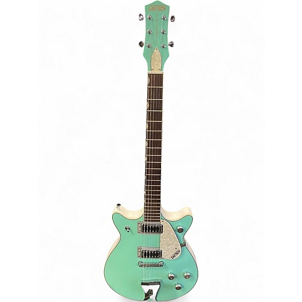 Used Gretsch Guitars G5237 Electromatic Double Jet FT urf Green and White Solid Body Electric Guitar