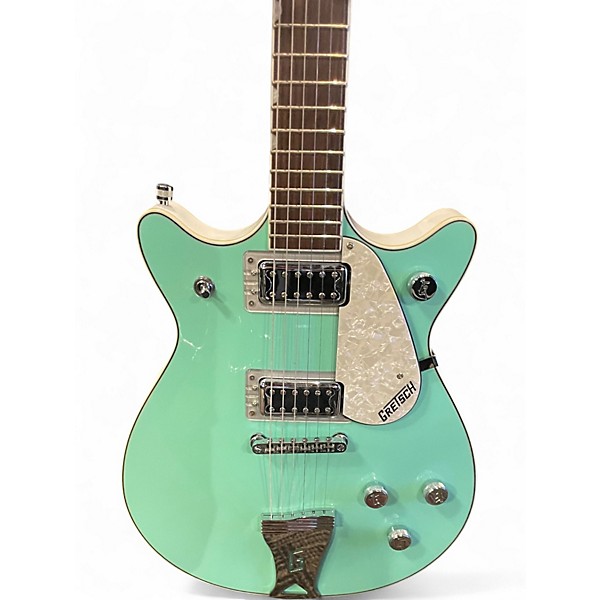 Used Gretsch Guitars G5237 Electromatic Double Jet FT urf Green and White Solid Body Electric Guitar