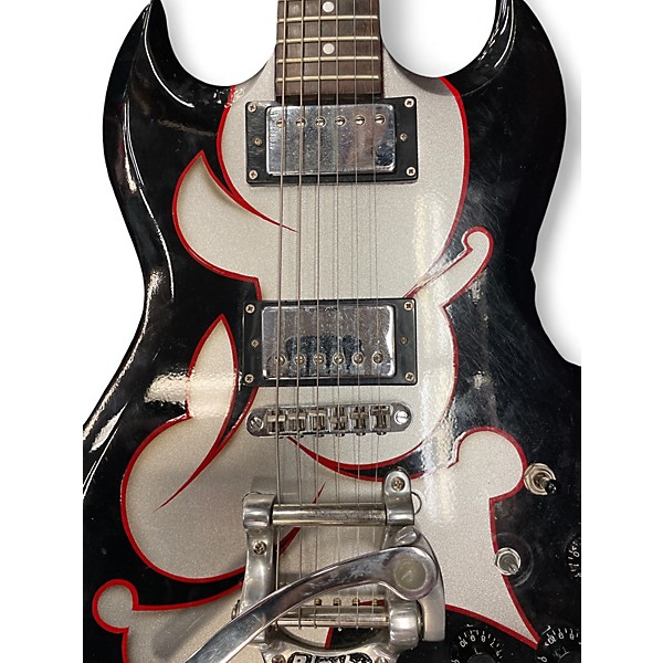 Used Jay Turser SG-TYPE Black and Silver Solid Body Electric Guitar