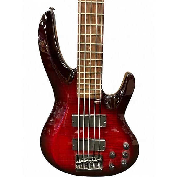 Used ESP LTD B305FM 5 String Crimson Burst Electric Bass Guitar