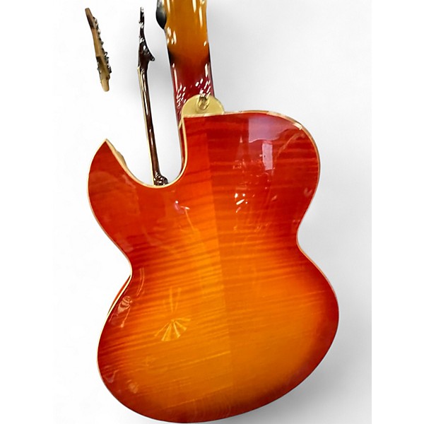 Used Dreambow DH-554 Cherry Sunburst Hollow Body Electric Guitar