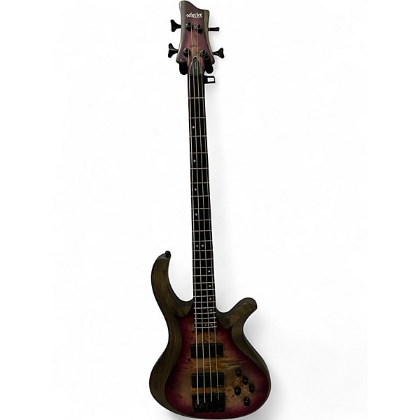 Used Schecter Guitar Research Riot 4 String Aurora Burst Electric Bass Guitar