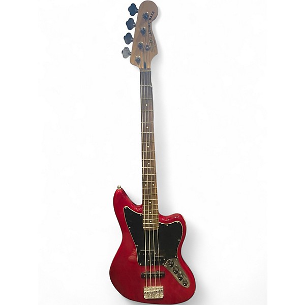 Used Squier JAGUAR BASS Trans Red Electric Bass Guitar Trans