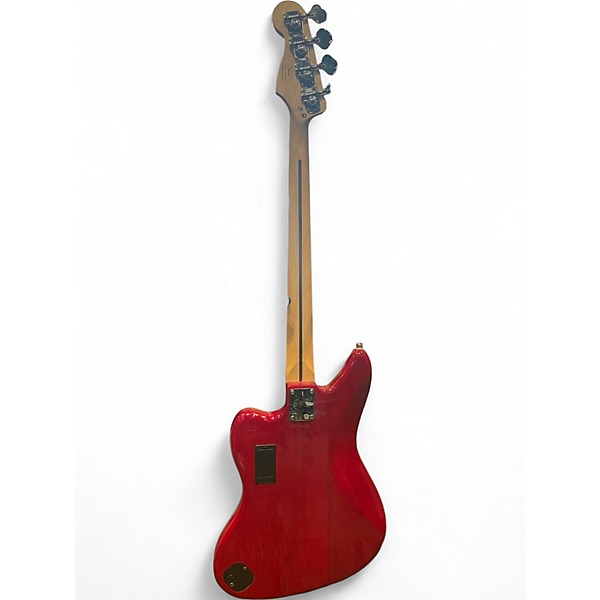 Used Squier JAGUAR BASS Trans Red Electric Bass Guitar Trans