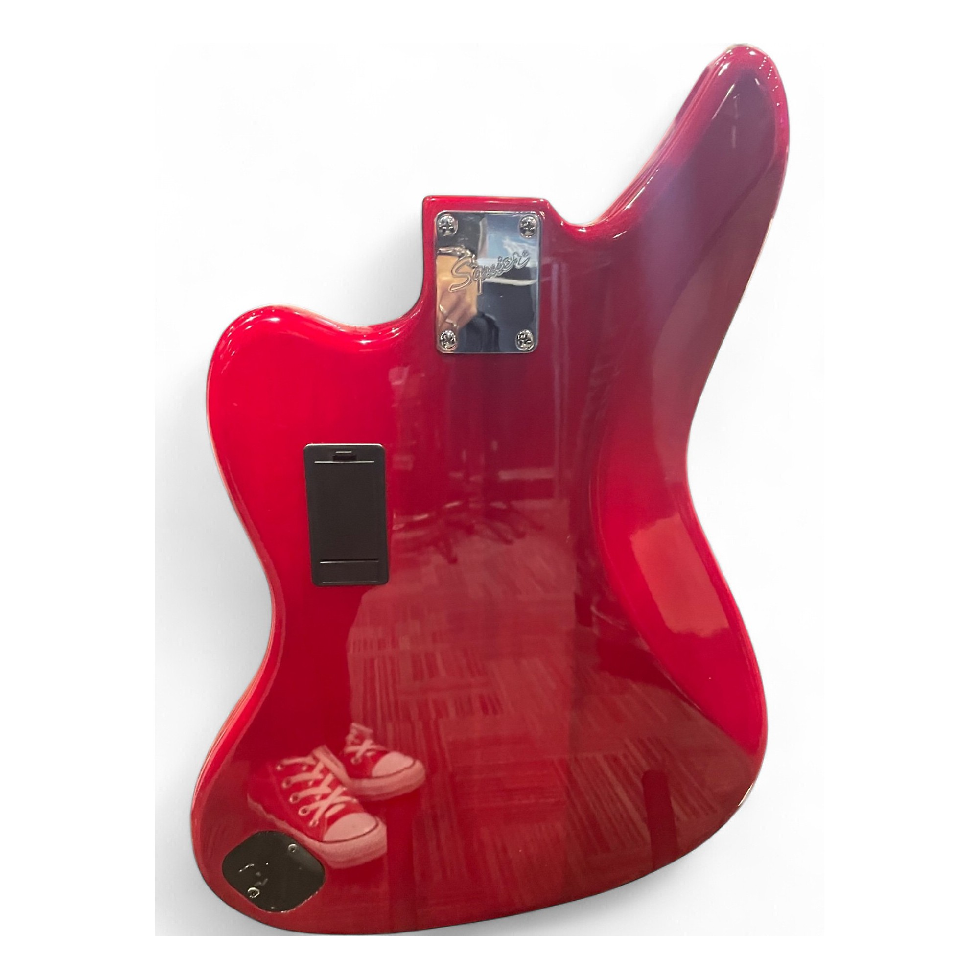 Used Squier JAGUAR BASS Trans Red Electric Bass Guitar Trans