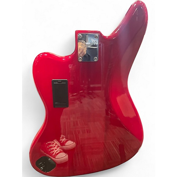 Used Squier JAGUAR BASS Trans Red Electric Bass Guitar Trans