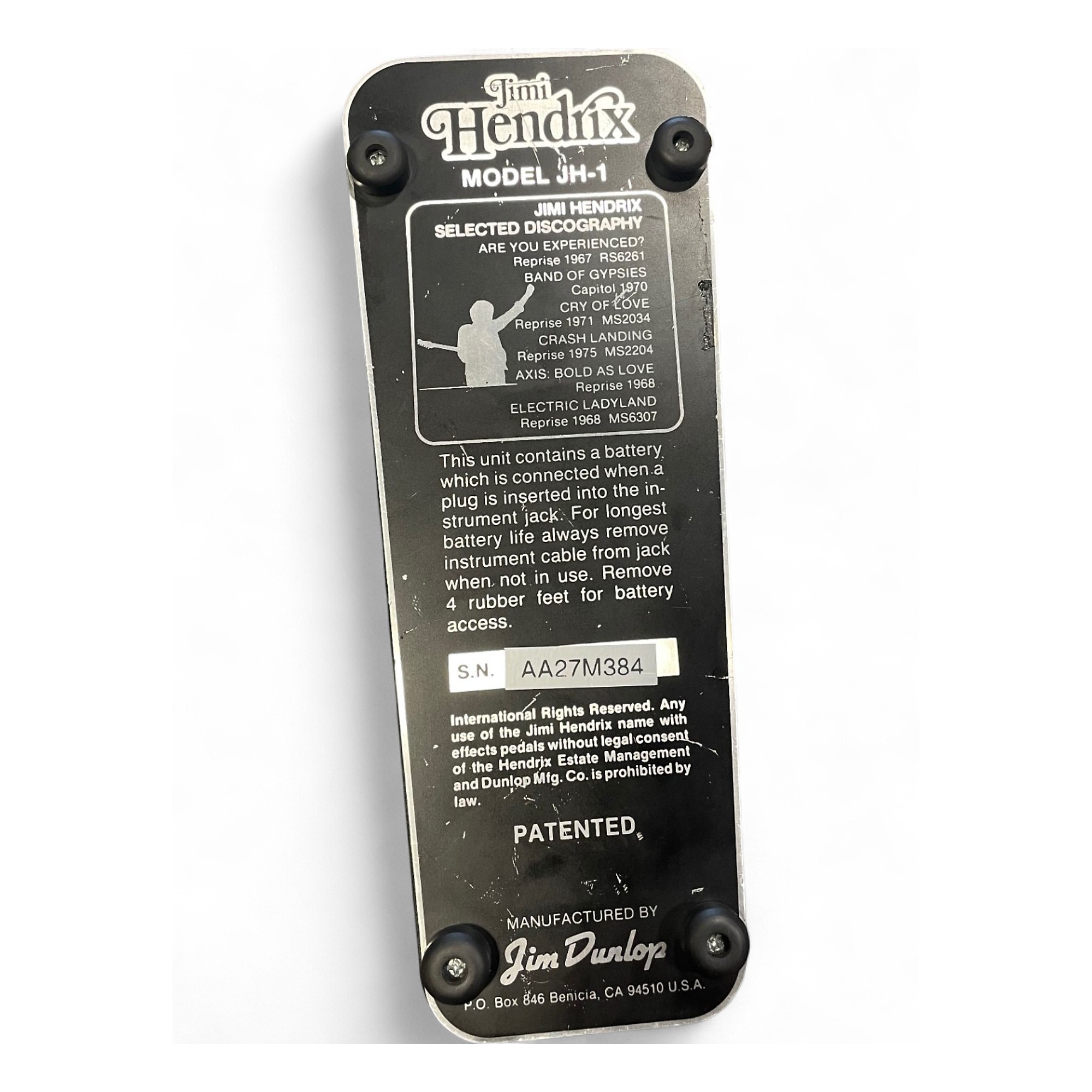 Used Dunlop JH1B Jimi Hendrix Signature Wah Effect Pedal