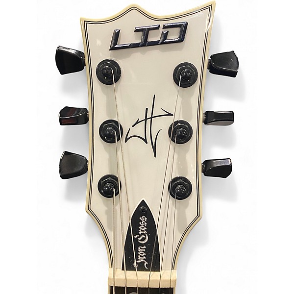Used ESP LTD James Hetfield Signature Iron Cross Snow White Solid Body Electric Guitar