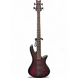 Used Schecter Guitar Research Stiletto Studio 4 String Fretless transparent purple burst Electric Bass Guitar