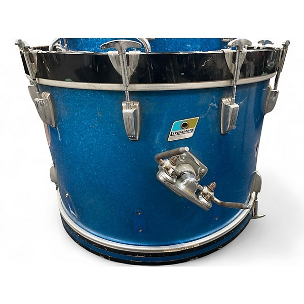 Vintage 1970s Ludwig 5 Piece 60s big beat Blue Drum Kit