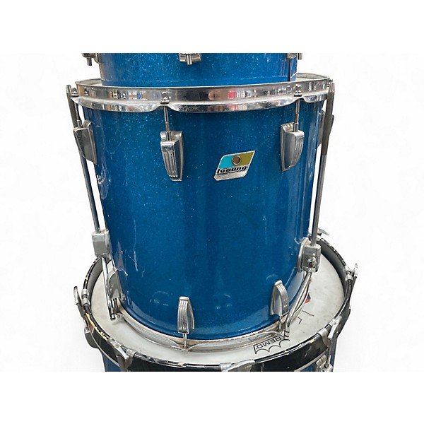 Vintage 1970s Ludwig 5 Piece 60s big beat Blue Drum Kit