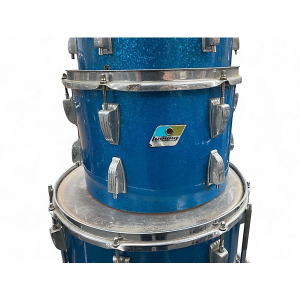 Vintage 1970s Ludwig 5 Piece 60s big beat Blue Drum Kit