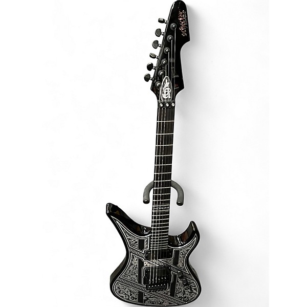 Used Schecter Guitar Research PRYZM AVENGER PALLADIUM Black and Silver Solid Body Electric Guitar