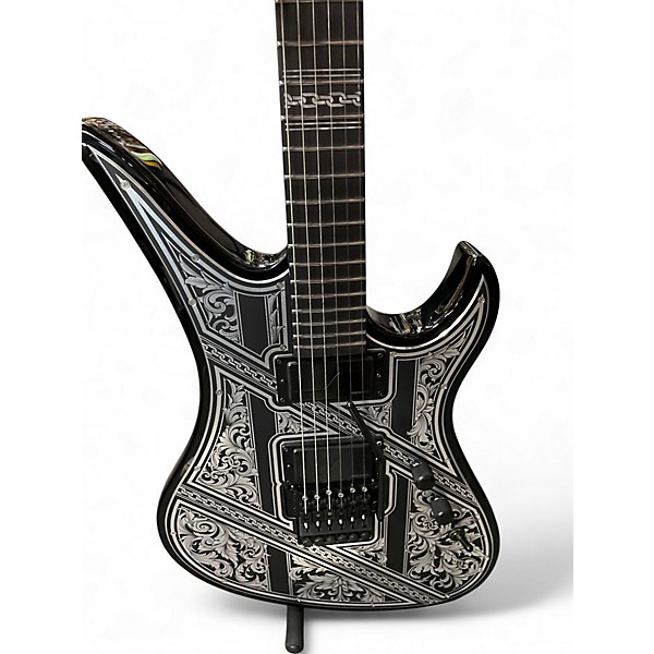 Used Schecter Guitar Research PRYZM AVENGER PALLADIUM Black and Silver Solid Body Electric Guitar