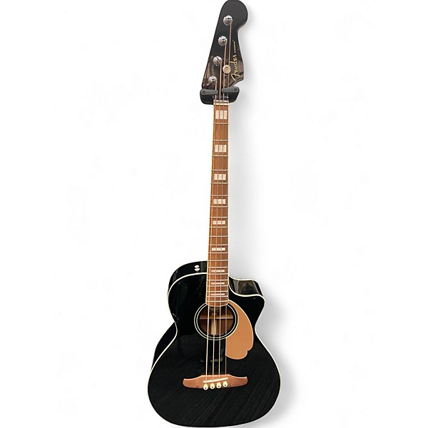 Used Fender Kingman Acoustic Electric Bass Black Acoustic Bass Guitar