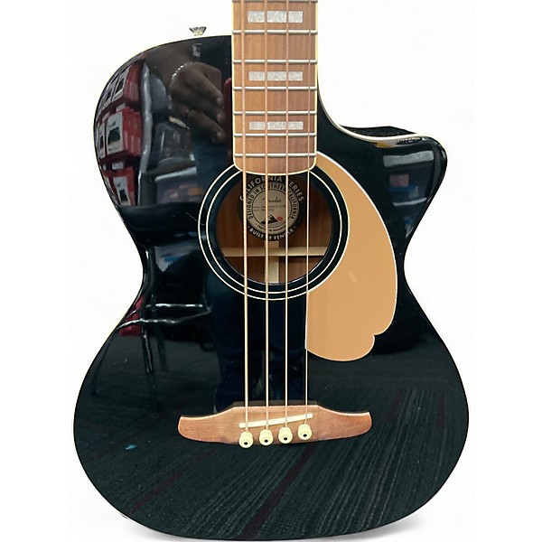 Used Fender Kingman Acoustic Electric Bass Black Acoustic Bass Guitar