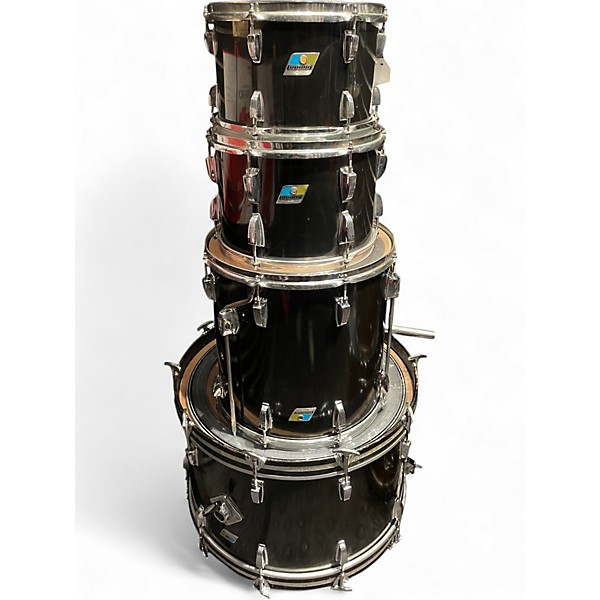 Vintage 1976 Ludwig 4 Piece DRUM SET Black Drum Kit