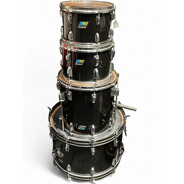 Vintage 1976 Ludwig 4 Piece DRUM SET Black Drum Kit