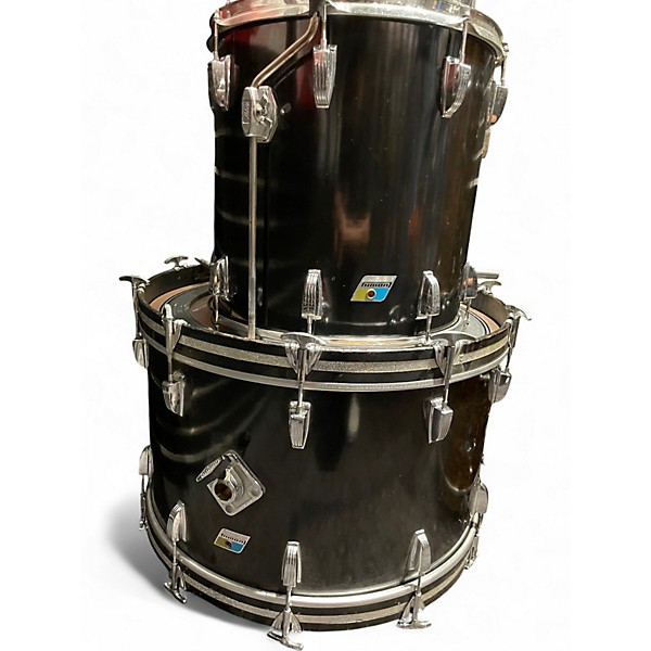 Vintage 1976 Ludwig 4 Piece DRUM SET Black Drum Kit