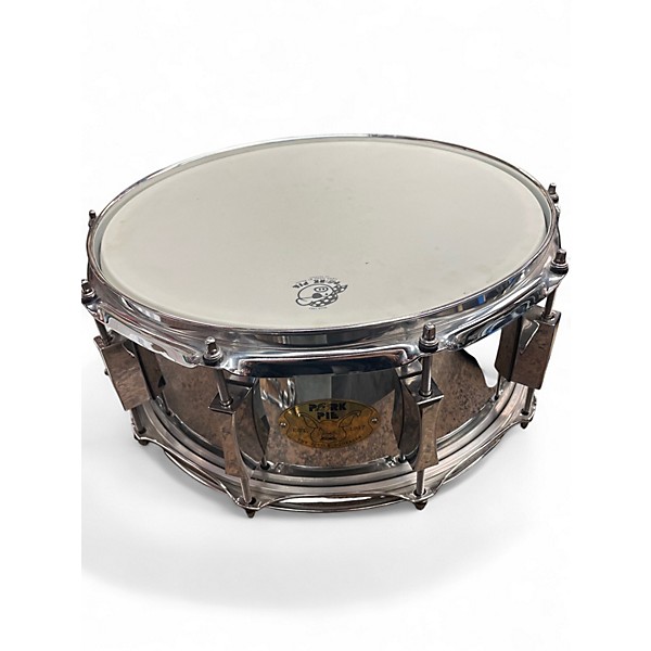 Used Pork Pie 14X6.5 Little Squealer Snare Chrome over Brass Drum